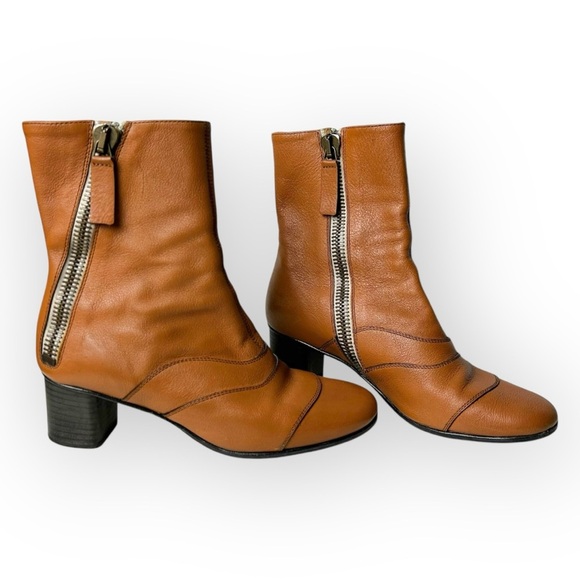 Chloé Lexie Seamed Leather Short Boot in Tan 36 - Picture 5 of 12